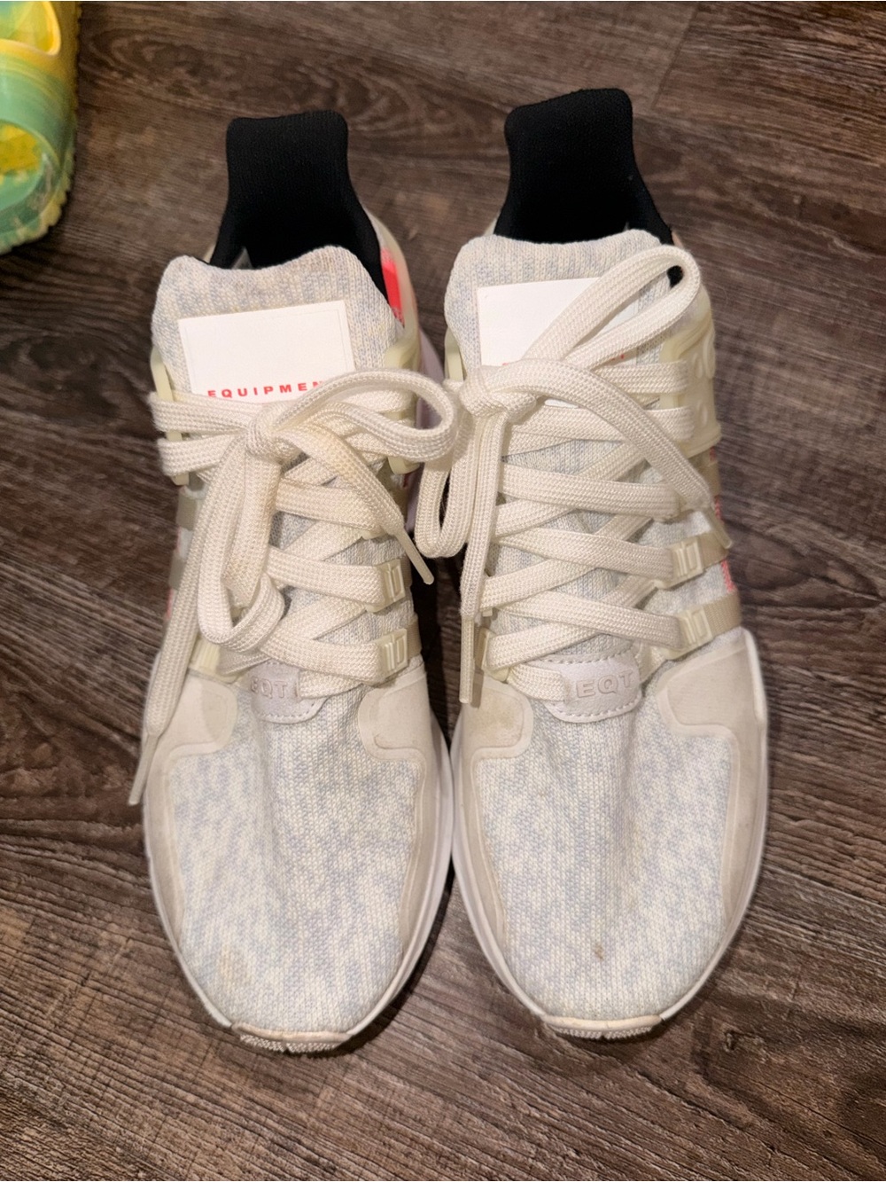 adidas Women's Cream Knit EQT Lace-Up Sneakers with Black Collar